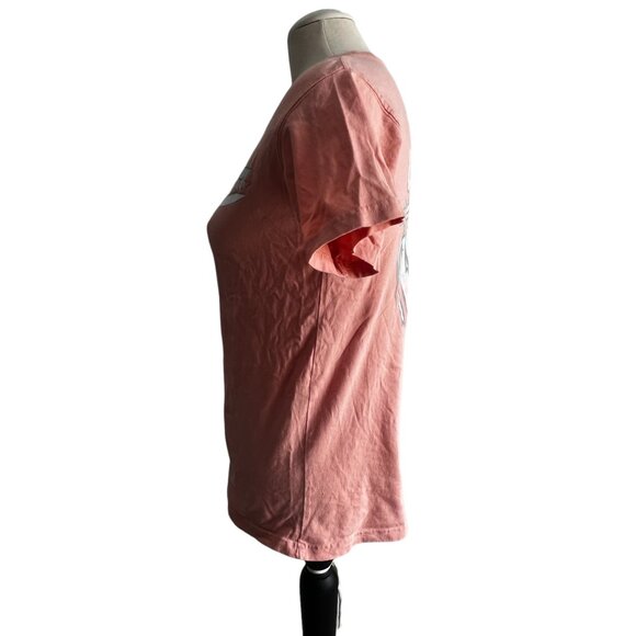 Varsity Spirit Pink Cheerleader with Flags Cotton TShirt Sz Small Womens Short S - Picture 7 of 8